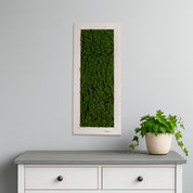 Moosbild im weißen Holzrahmen